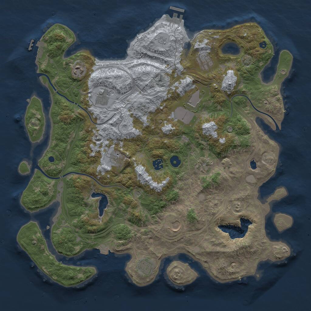 Rust Map: Procedural Map, Size: 4250, Seed: 485730555, 16 Monuments