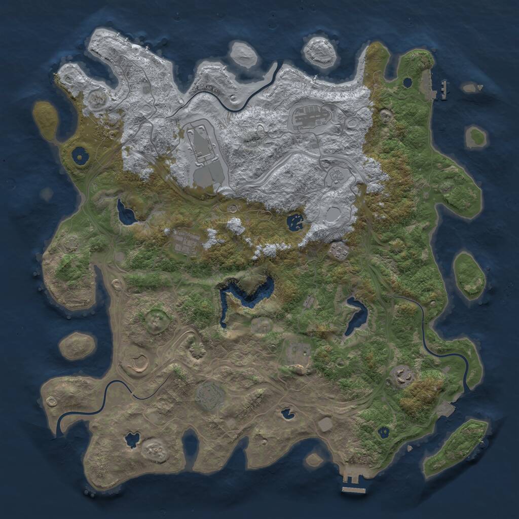 Rust Map: Procedural Map, Size: 4500, Seed: 1027104658, 16 Monuments
