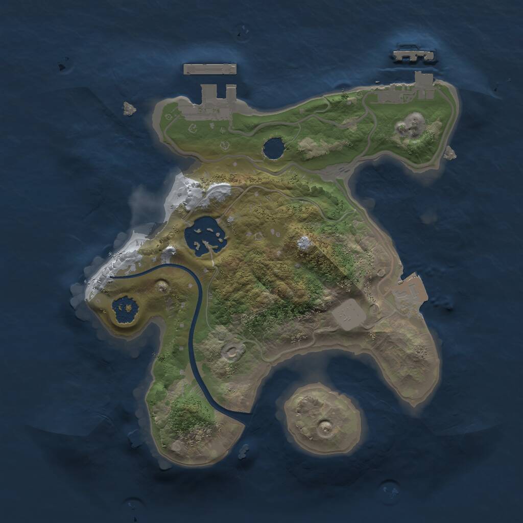 Rust Map: Procedural Map, Size: 2000, Seed: 1532523, 4 Monuments