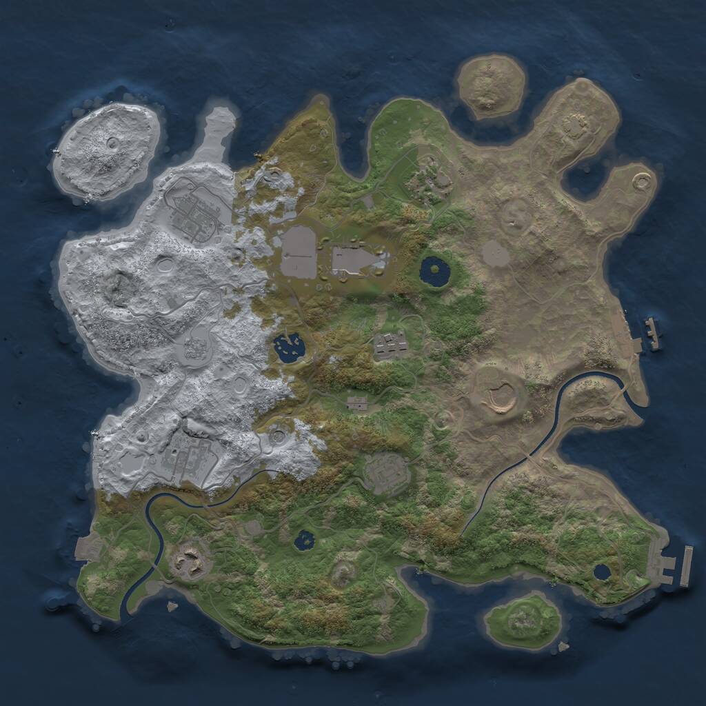 Rust Map: Procedural Map, Size: 3500, Seed: 23290238, 15 Monuments