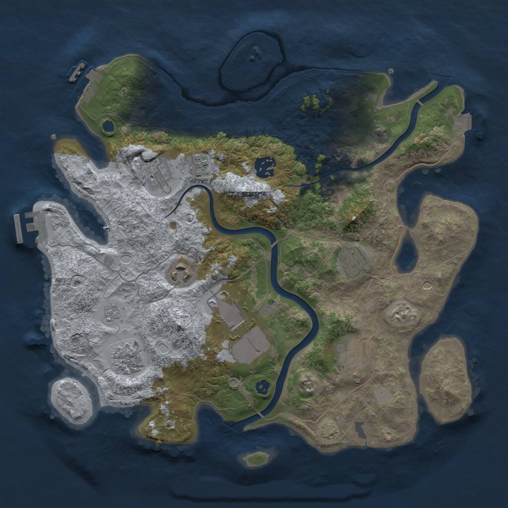 Rust Map: Procedural Map, Size: 3500, Seed: 19093914, 14 Monuments