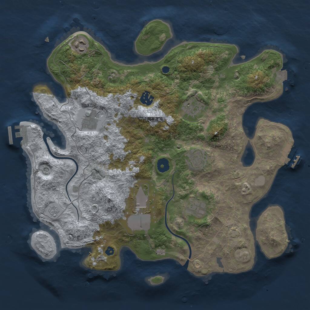 Rust Map: Procedural Map, Size: 3500, Seed: 19093914, 13 Monuments