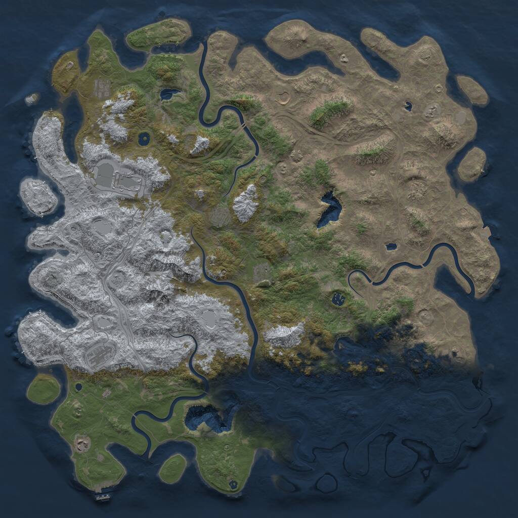 Rust Map: Procedural Map, Size: 6000, Seed: 62064600, 17 Monuments