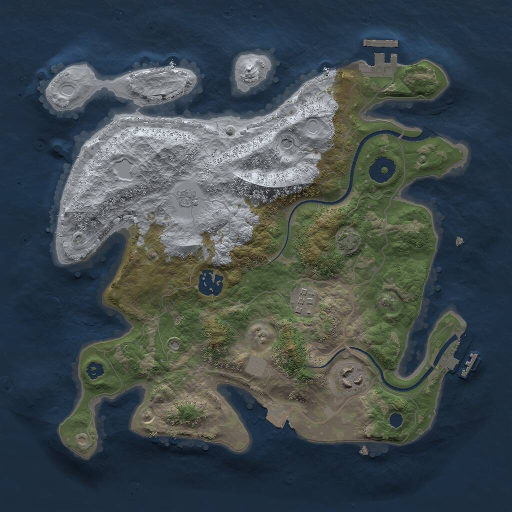 Rust Map: Procedural Map, Size: 3000, Seed: 45285, 9 Monuments