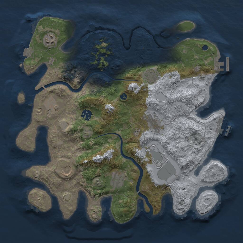 Rust Map: Procedural Map, Size: 3500, Seed: 1907395547, 15 Monuments