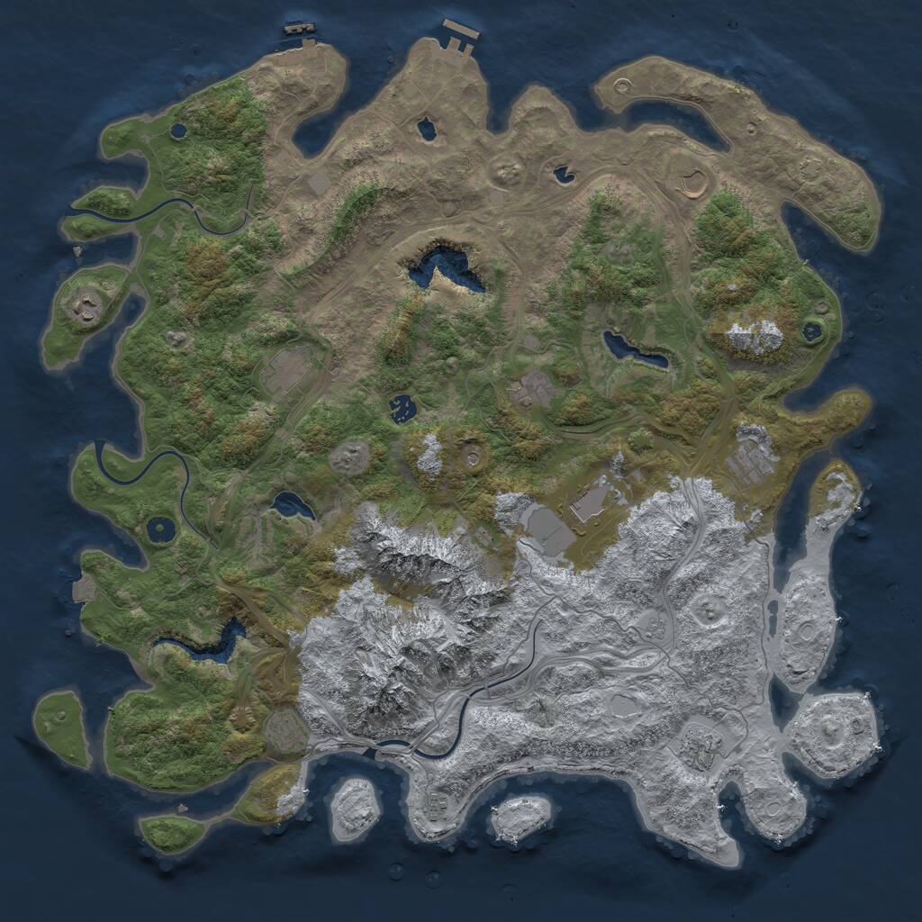 Rust Map: Procedural Map, Size: 5000, Seed: 6575, 16 Monuments