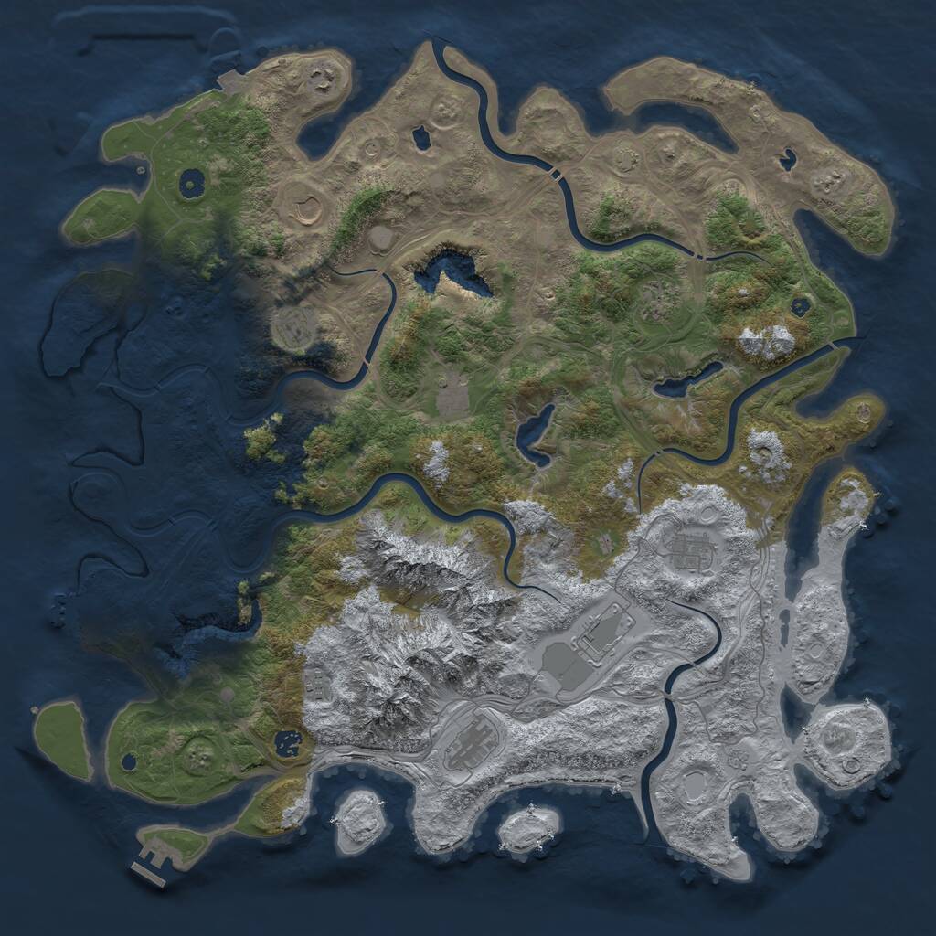 Rust Map: Procedural Map, Size: 5000, Seed: 6575, 16 Monuments