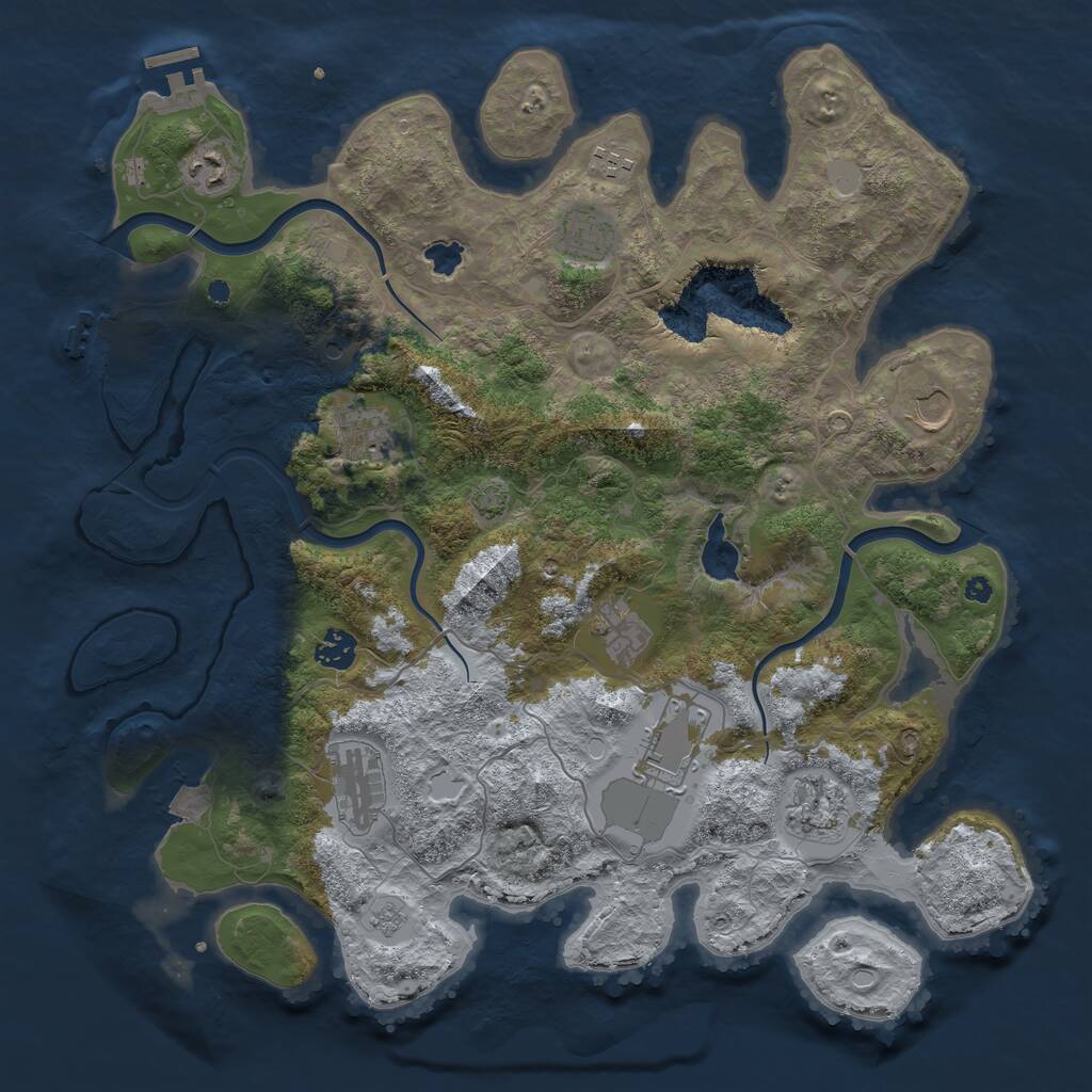 Rust Map: Procedural Map, Size: 4000, Seed: 186316, 16 Monuments