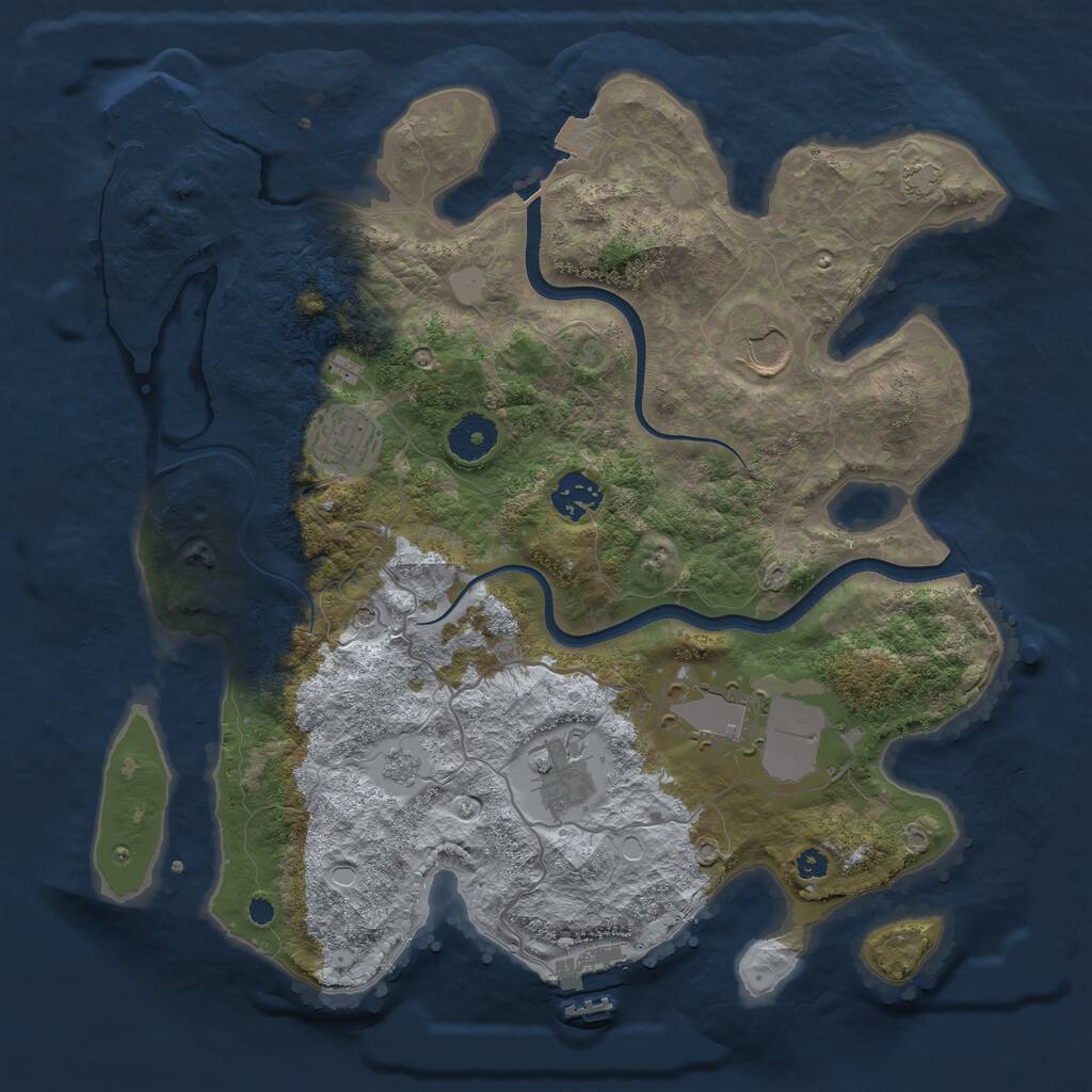 Rust Map: Procedural Map, Size: 3500, Seed: 705623281, 11 Monuments
