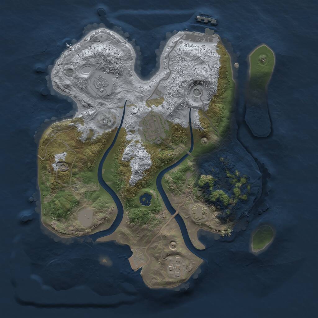 Rust Map: Procedural Map, Size: 2500, Seed: 1070095002, 7 Monuments
