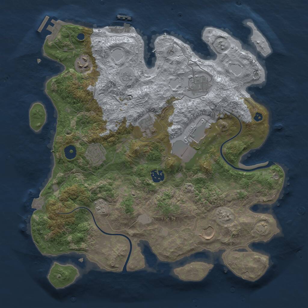 Rust Map: Procedural Map, Size: 3500, Seed: 1800302517, 14 Monuments