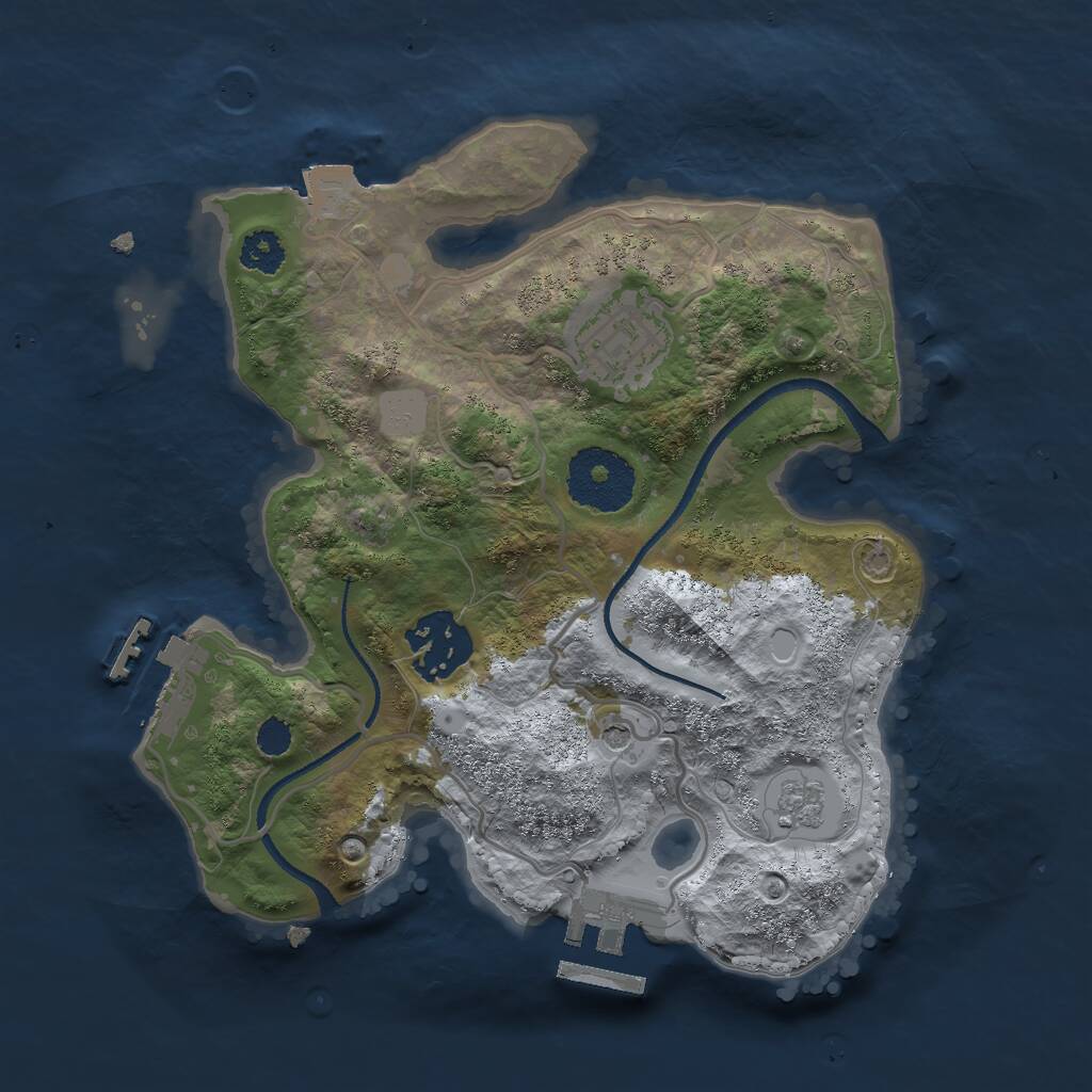 Rust Map: Procedural Map, Size: 2500, Seed: 1126237005, 7 Monuments