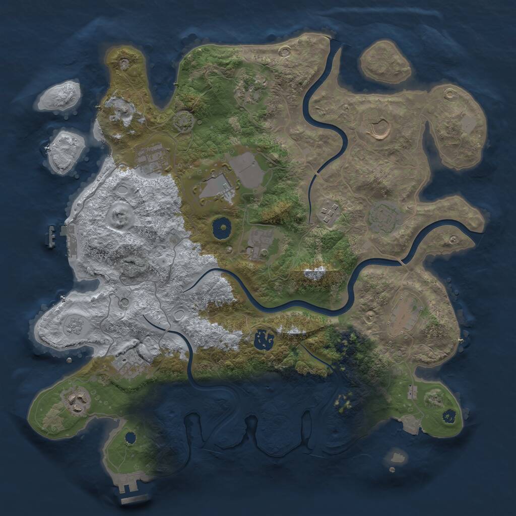 Rust Map: Procedural Map, Size: 3750, Seed: 1273203299, 17 Monuments