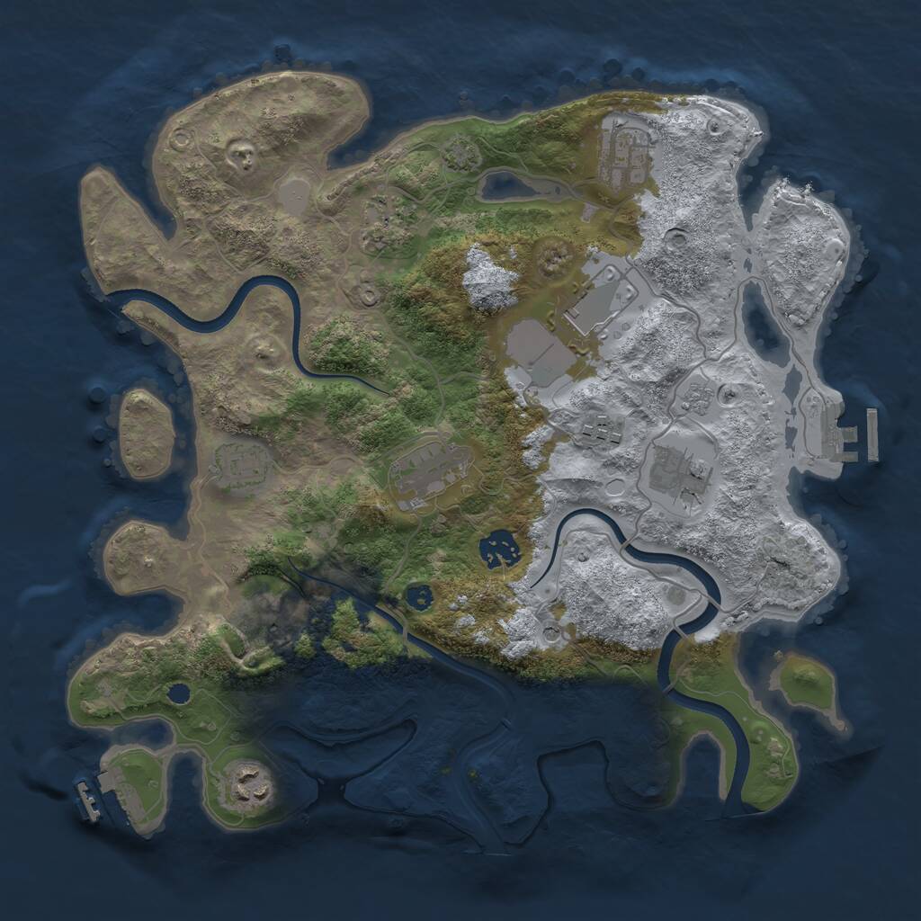 Rust Map: Procedural Map, Size: 3500, Seed: 1803205618, 16 Monuments