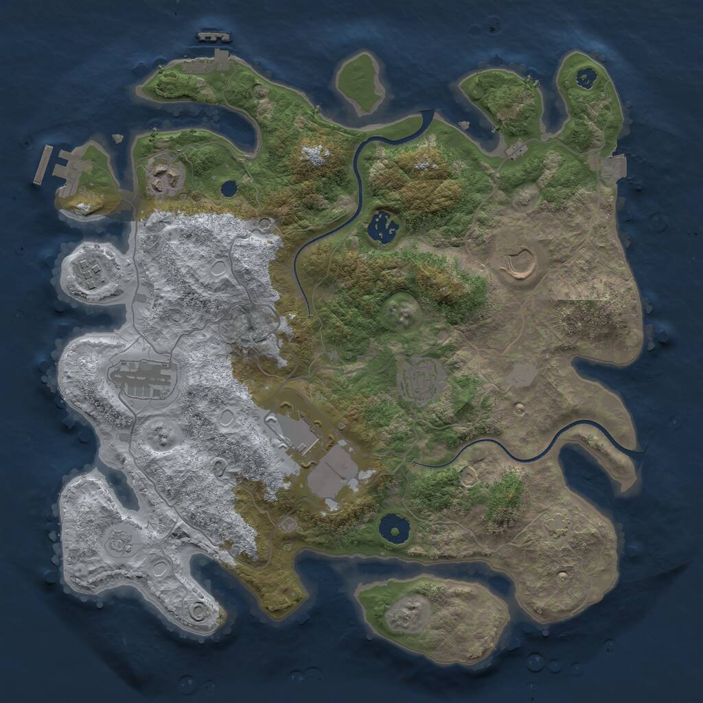 Rust Map: Procedural Map, Size: 3500, Seed: 1376390426, 13 Monuments