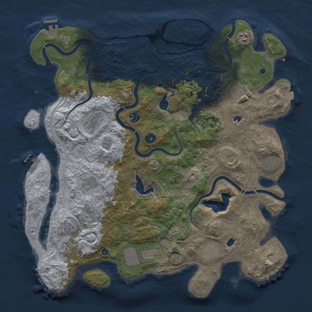 Rust Map: Procedural Map, Size: 4500, Seed: 832546746, 17 Monuments