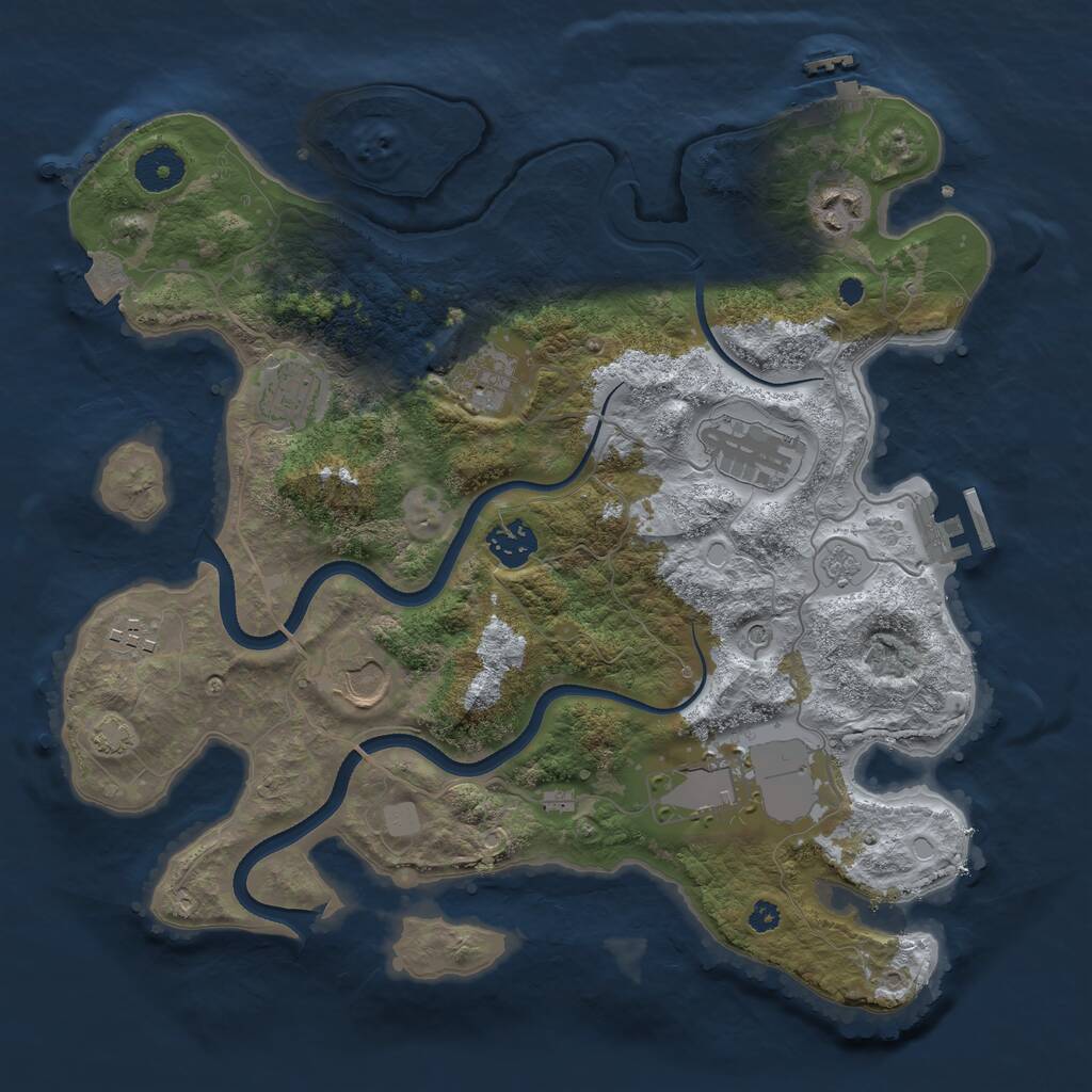 Rust Map: Procedural Map, Size: 3500, Seed: 1837462946, 14 Monuments