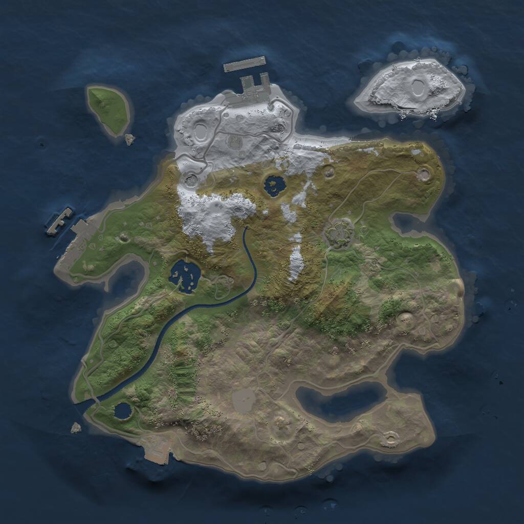 Rust Map: Procedural Map, Size: 2500, Seed: 55446688, 6 Monuments