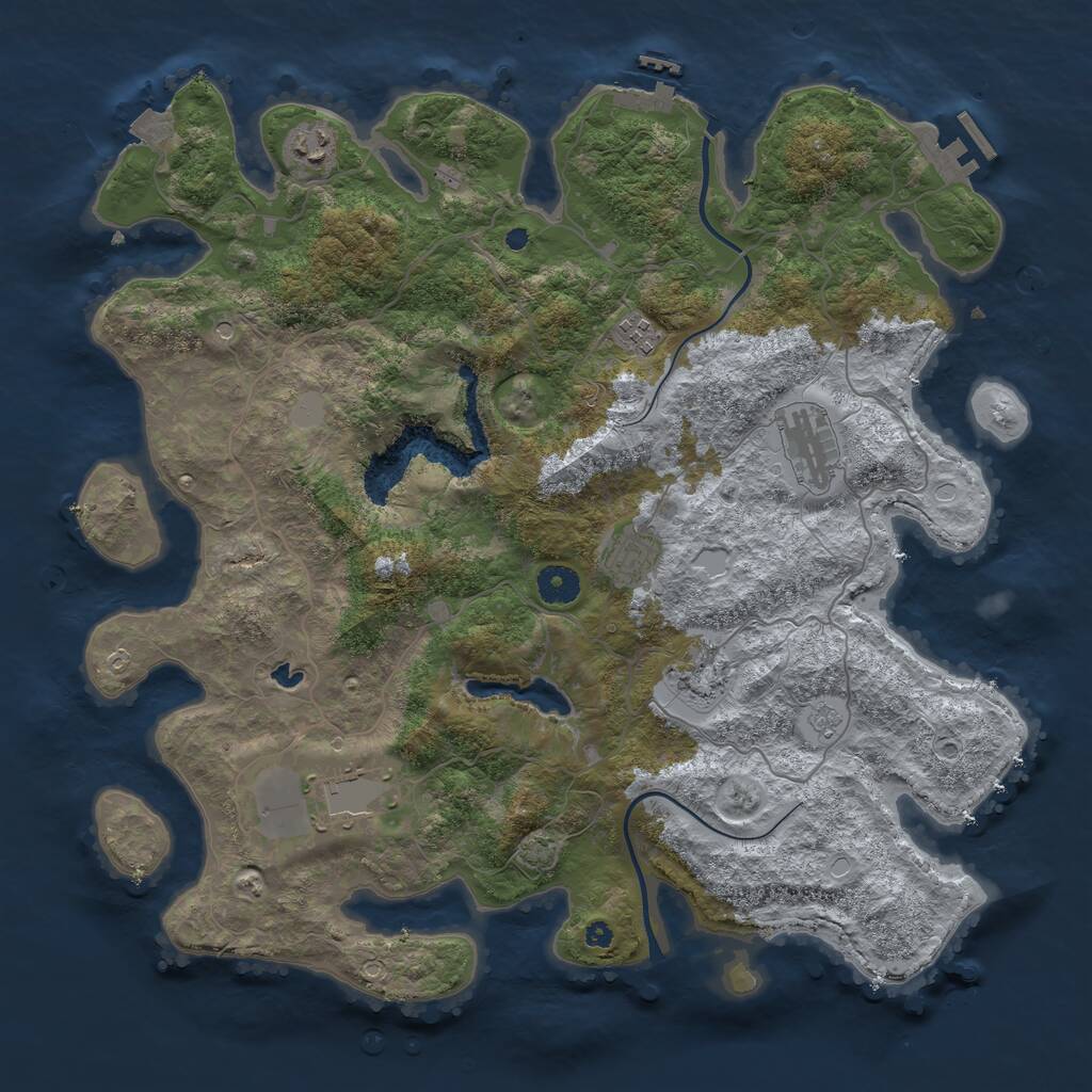 Rust Map: Procedural Map, Size: 4000, Seed: 1830006012, 12 Monuments