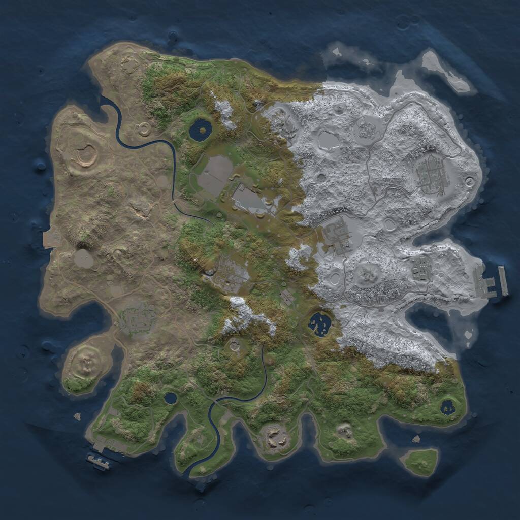 Rust Map: Procedural Map, Size: 3500, Seed: 140395757, 16 Monuments