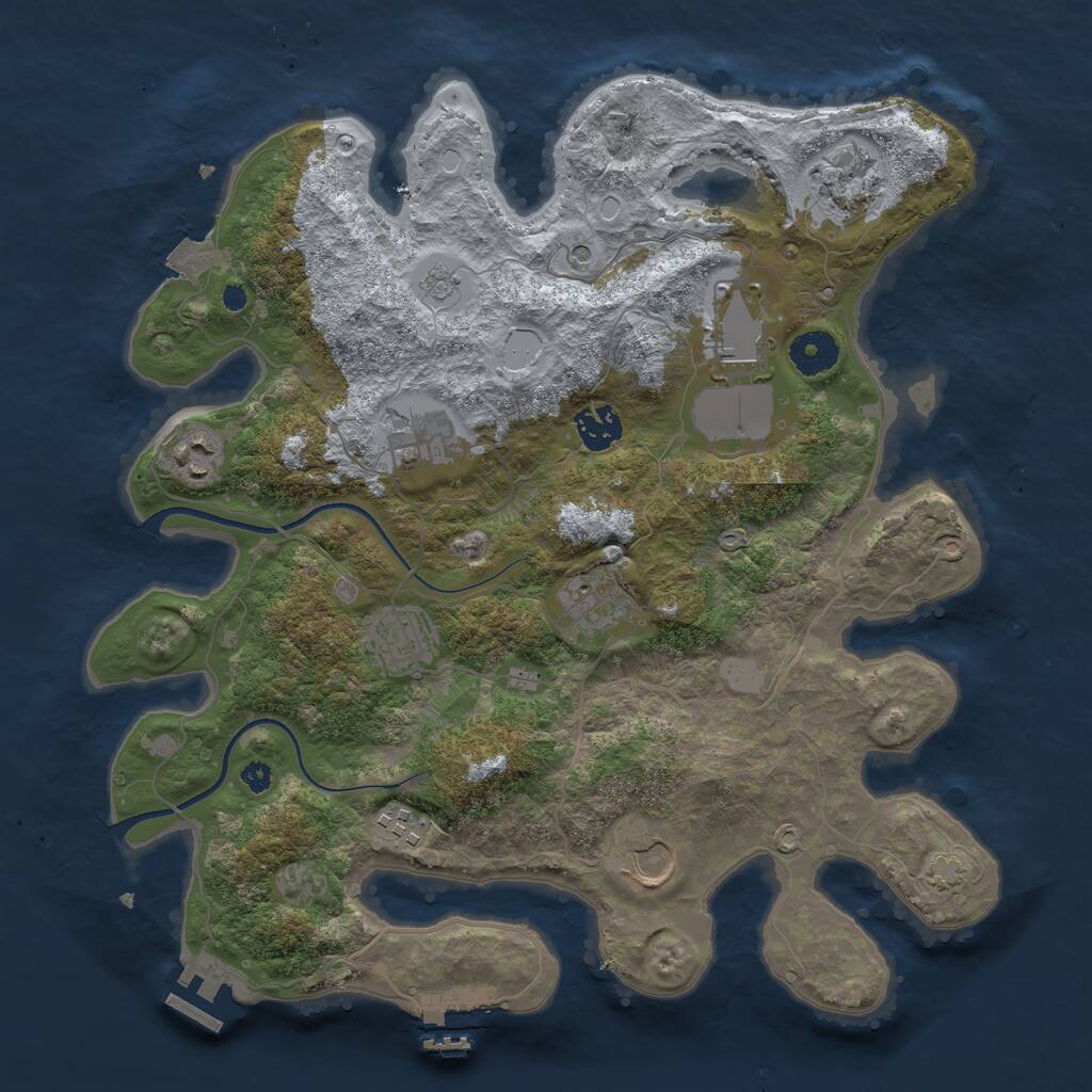 Rust Map: Procedural Map, Size: 3600, Seed: 916, 15 Monuments