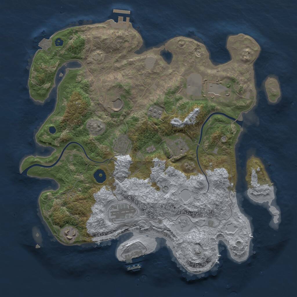 Rust Map: Procedural Map, Size: 3500, Seed: 1570019087, 13 Monuments