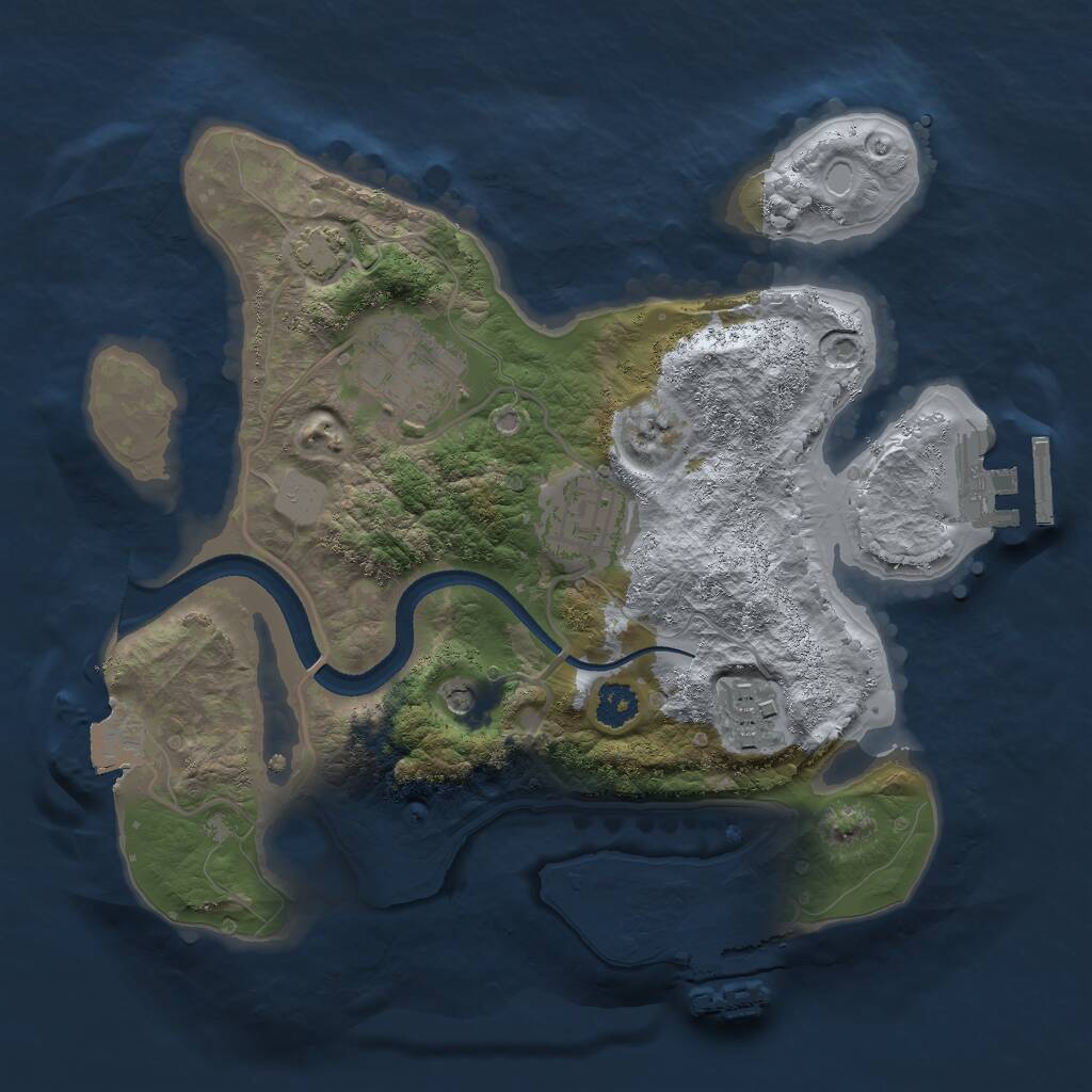 Rust Map: Procedural Map, Size: 2500, Seed: 1725516608, 8 Monuments