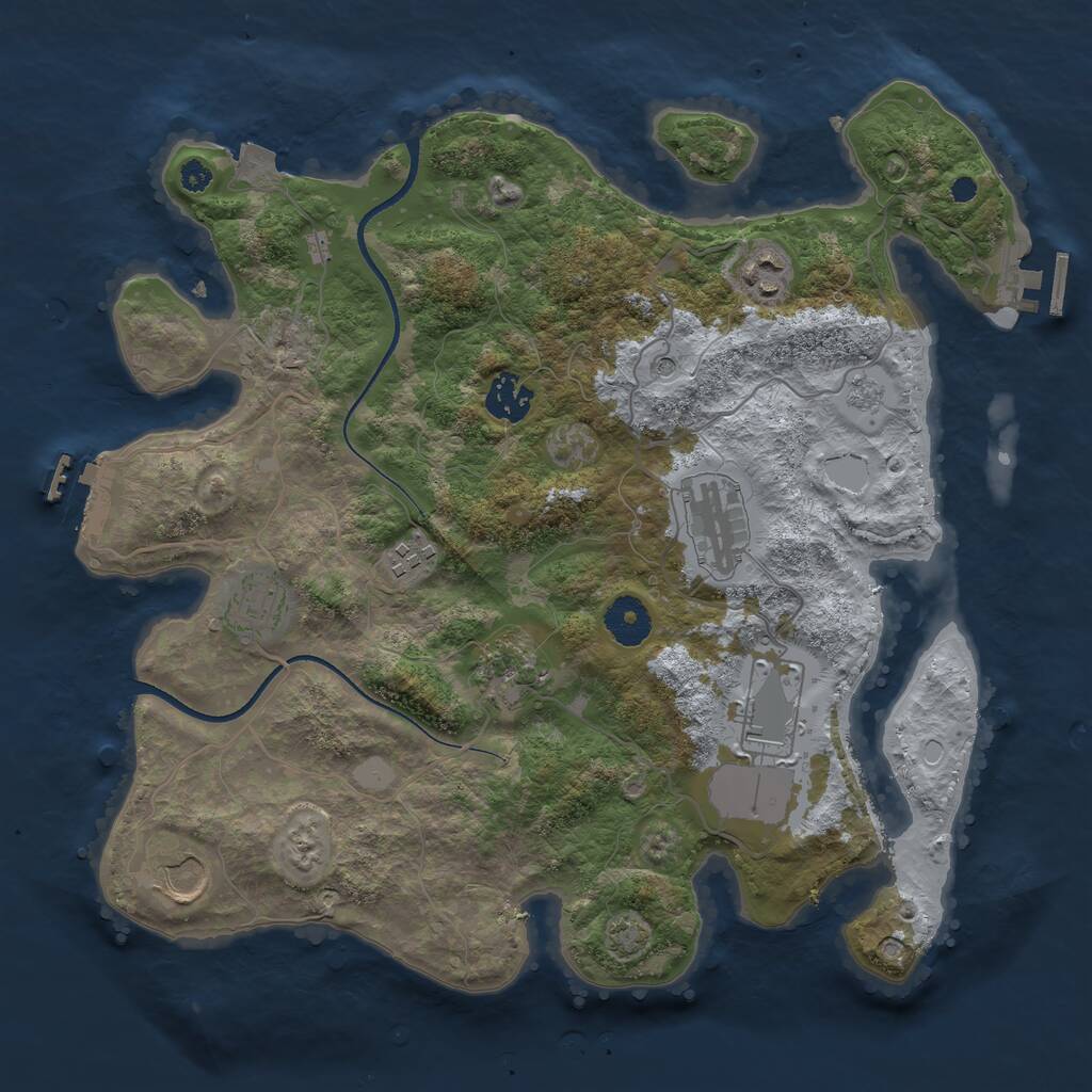 Rust Map: Procedural Map, Size: 3500, Seed: 1146293910, 14 Monuments