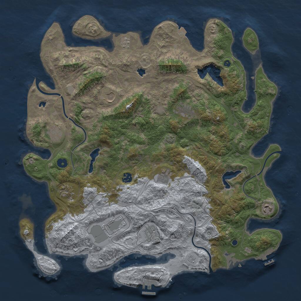 Rust Map: Procedural Map, Size: 4500, Seed: 520515771, 16 Monuments
