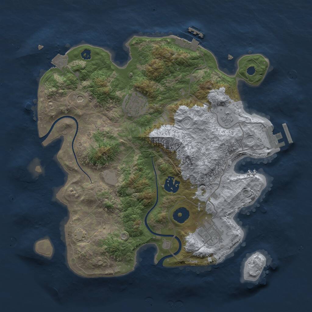 Rust Map: Procedural Map, Size: 3000, Seed: 2000101008, 9 Monuments