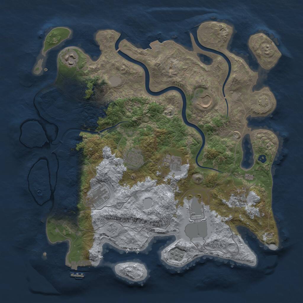 Rust Map: Procedural Map, Size: 3600, Seed: 720, 13 Monuments