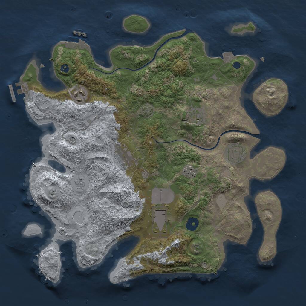 Rust Map: Procedural Map, Size: 3500, Seed: 1475825349, 12 Monuments