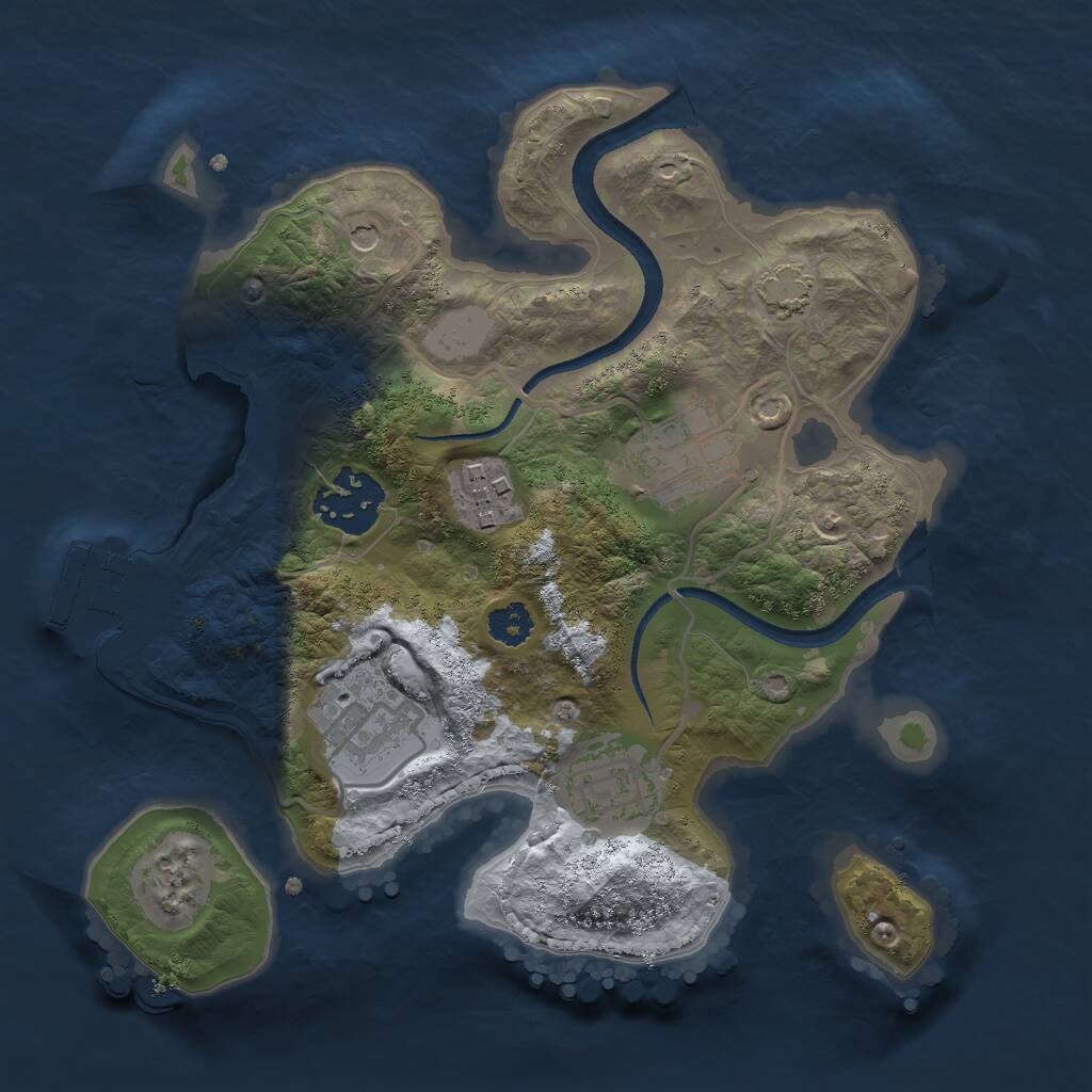 Rust Map: Procedural Map, Size: 2500, Seed: 1916256637, 9 Monuments