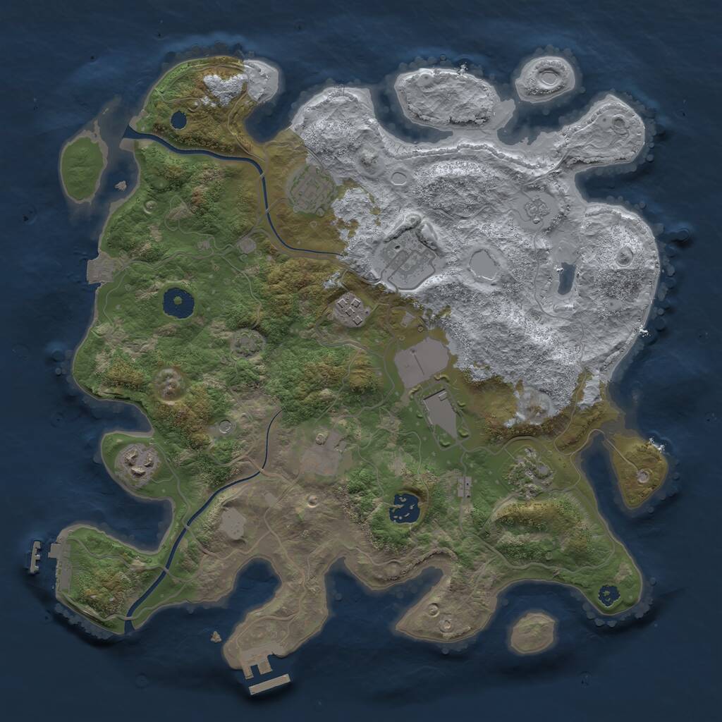 Rust Map: Procedural Map, Size: 3500, Seed: 5546725, 14 Monuments
