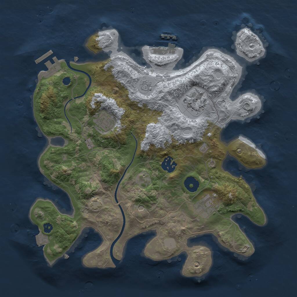 Rust Map: Procedural Map, Size: 3000, Seed: 10064, 10 Monuments