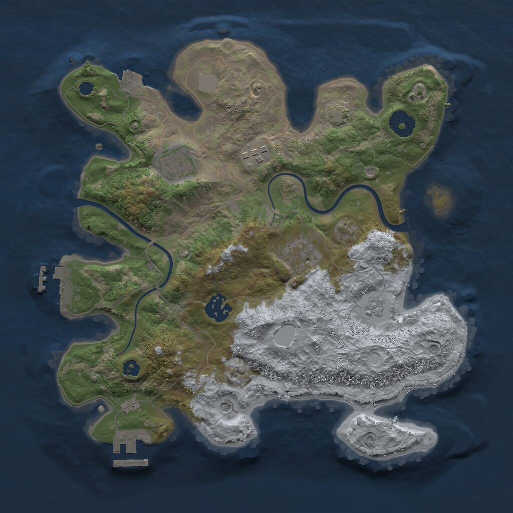 Rust Map: Procedural Map, Size: 3000, Seed: 91657, 10 Monuments