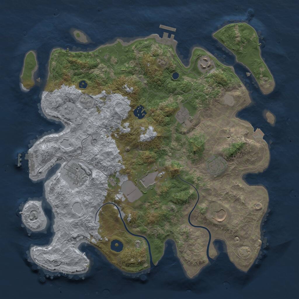 Rust Map: Procedural Map, Size: 3600, Seed: 234497434, 13 Monuments