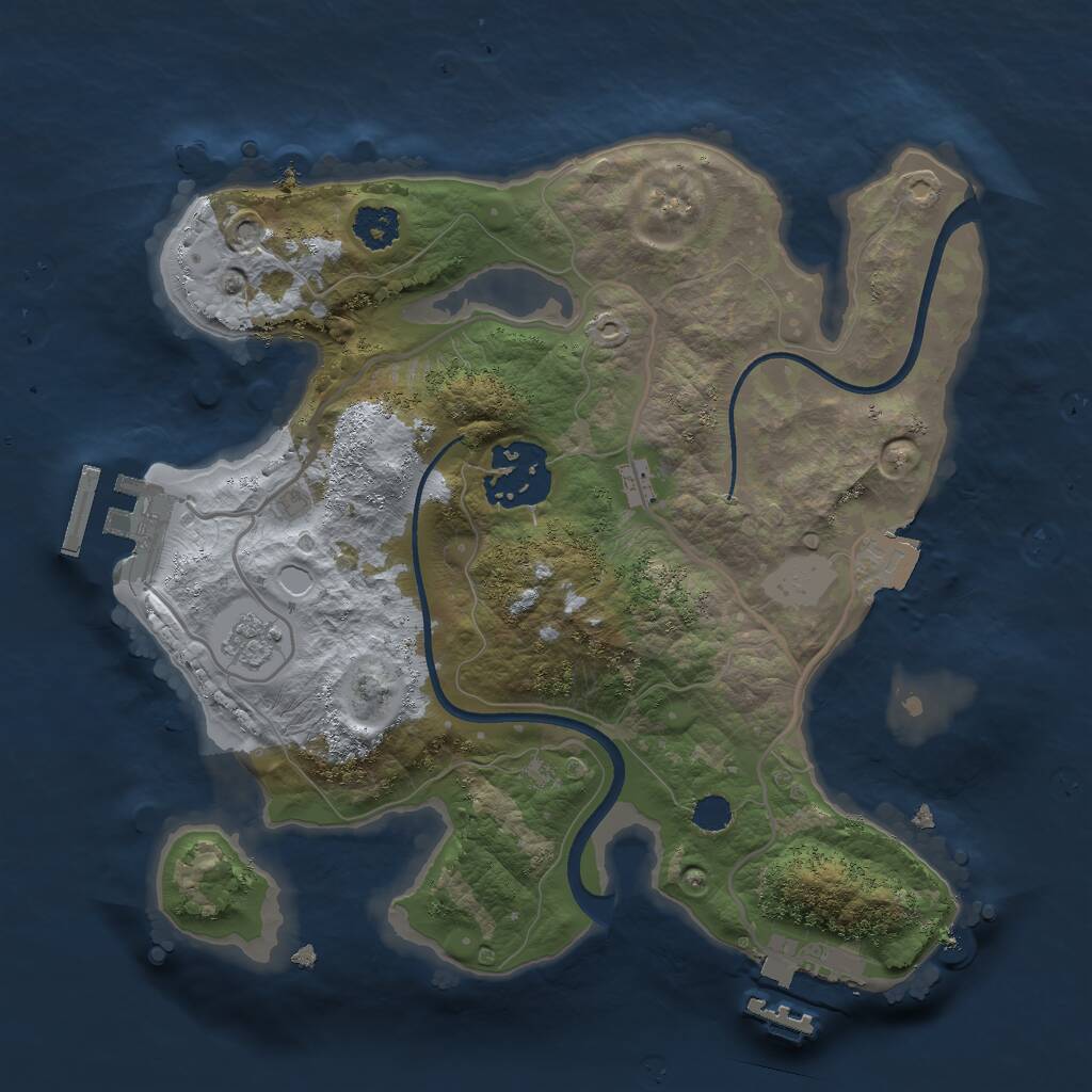 Rust Map: Procedural Map, Size: 2400, Seed: 35811966, 5 Monuments