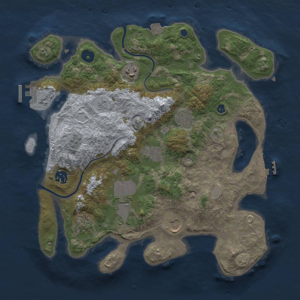 Rust Map: Procedural Map, Size: 3500, Seed: 1962916621, 14 Monuments