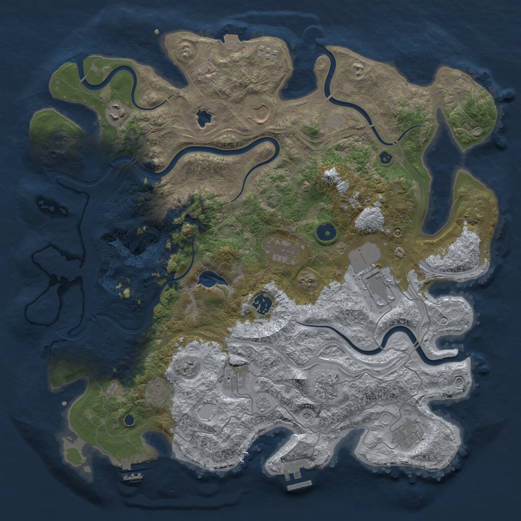 Rust Map: Procedural Map, Size: 4250, Seed: 1028785092, 16 Monuments