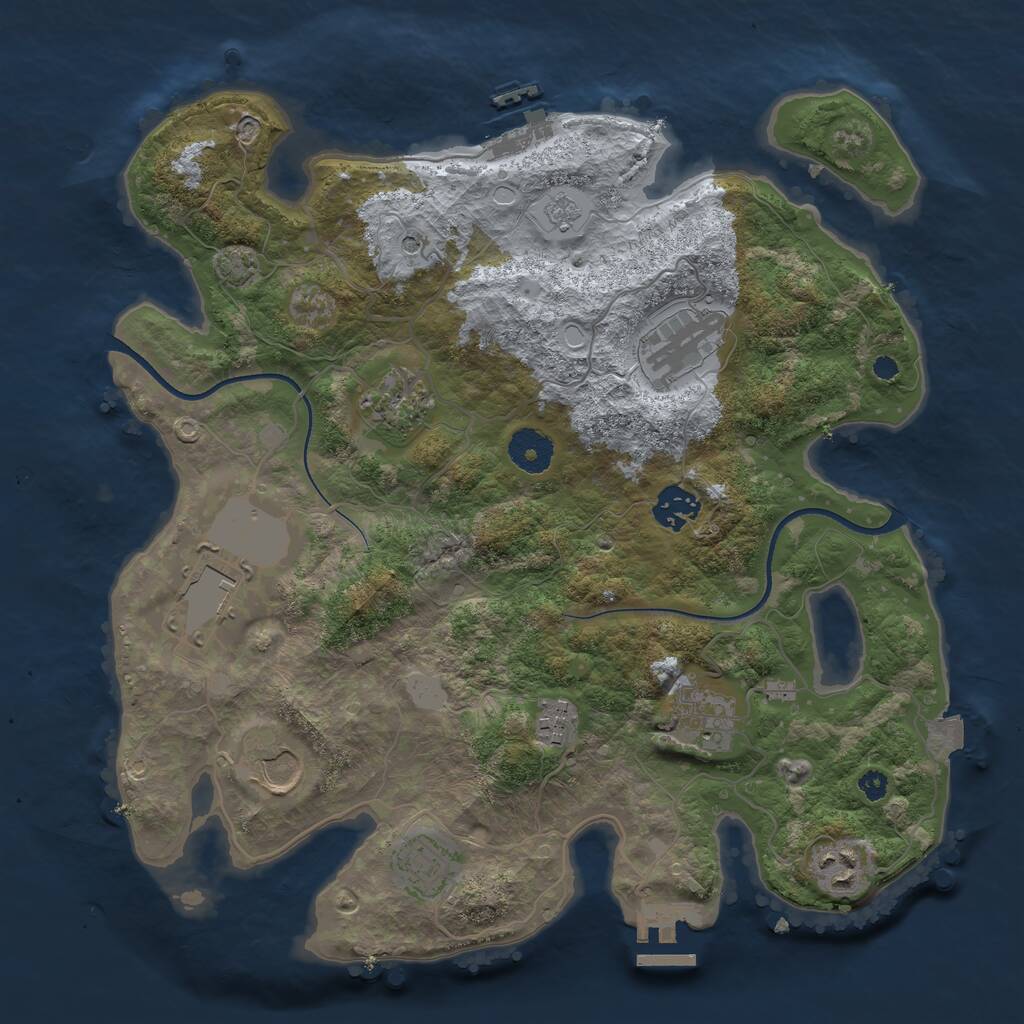 Rust Map: Procedural Map, Size: 3500, Seed: 640025280, 15 Monuments