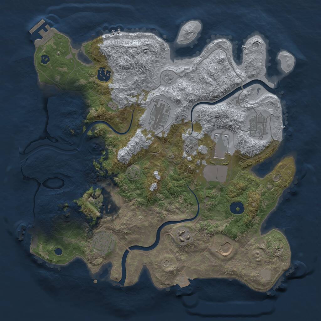 Rust Map: Procedural Map, Size: 3500, Seed: 1845801743, 15 Monuments