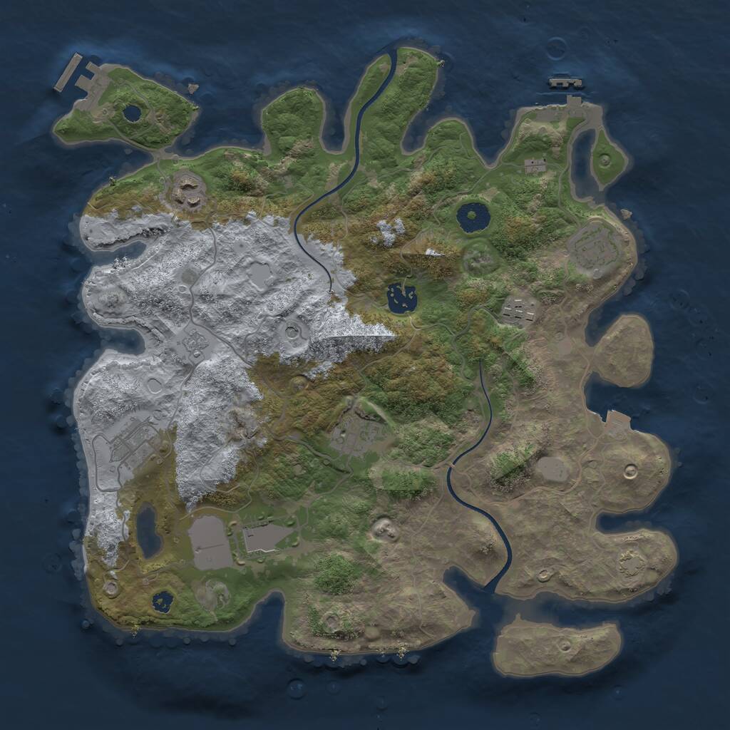 Rust Map: Procedural Map, Size: 3500, Seed: 1148964645, 13 Monuments