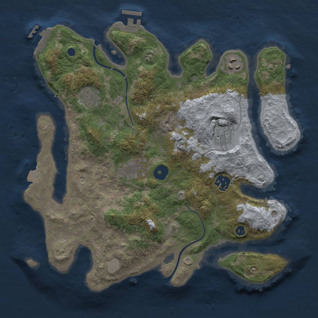Rust Map: Procedural Map, Size: 3250, Seed: 1026840443, 10 Monuments