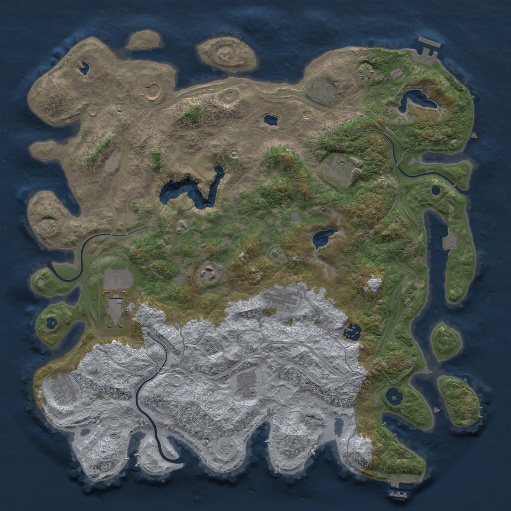 Rust Map: Procedural Map, Size: 4500, Seed: 1215691646, 16 Monuments