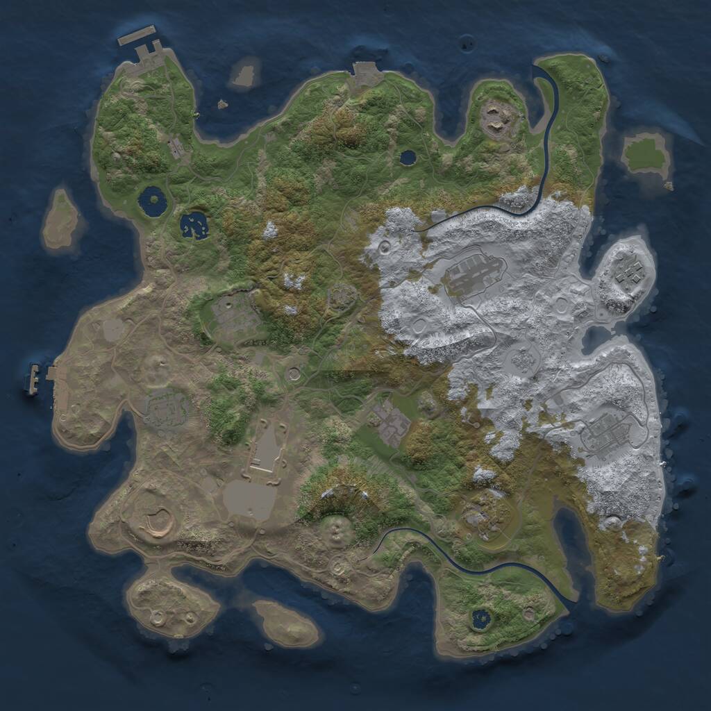 Rust Map: Procedural Map, Size: 3700, Seed: 1666709558, 17 Monuments