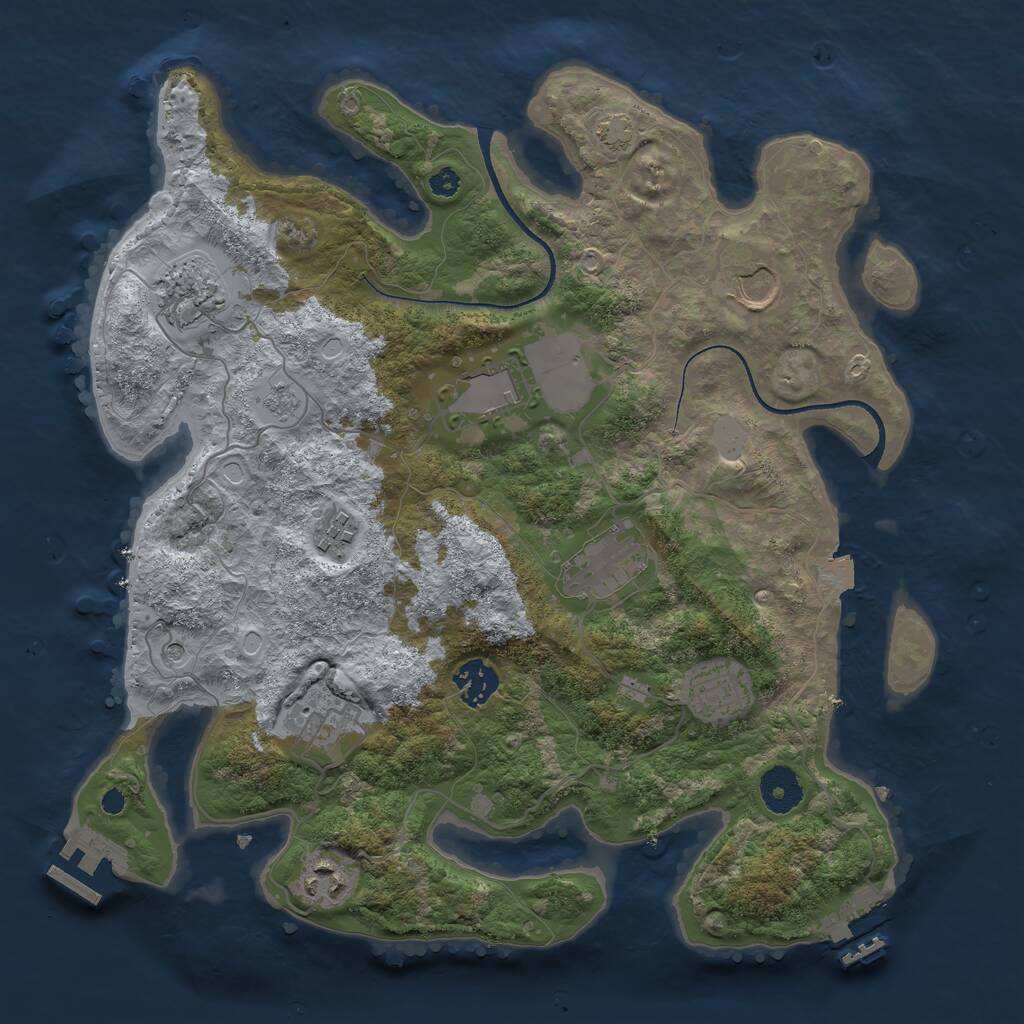 Rust Map: Procedural Map, Size: 3500, Seed: 1215511546, 15 Monuments