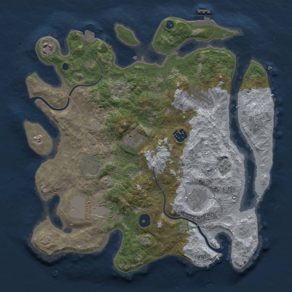 Rust Map: Procedural Map, Size: 3500, Seed: 323888126, 13 Monuments