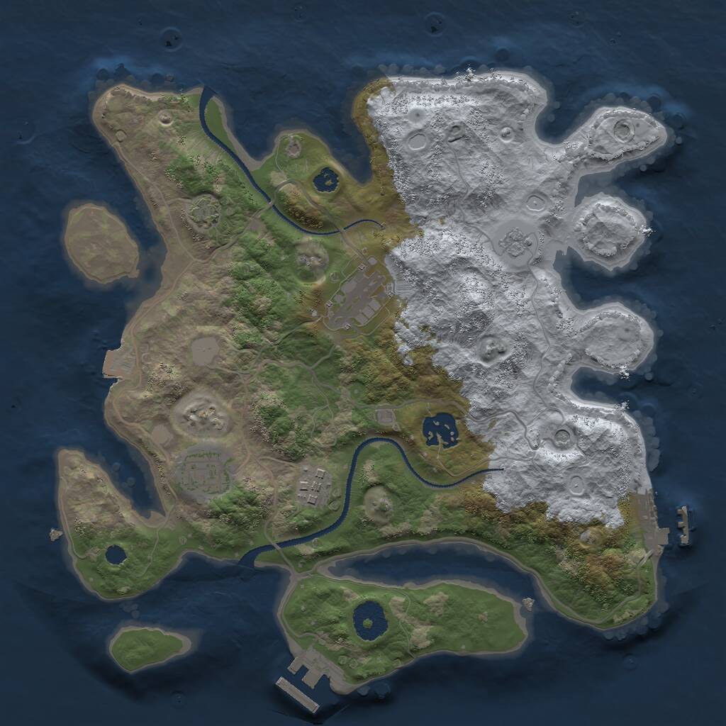 Rust Map: Procedural Map, Size: 3000, Seed: 5930, 10 Monuments