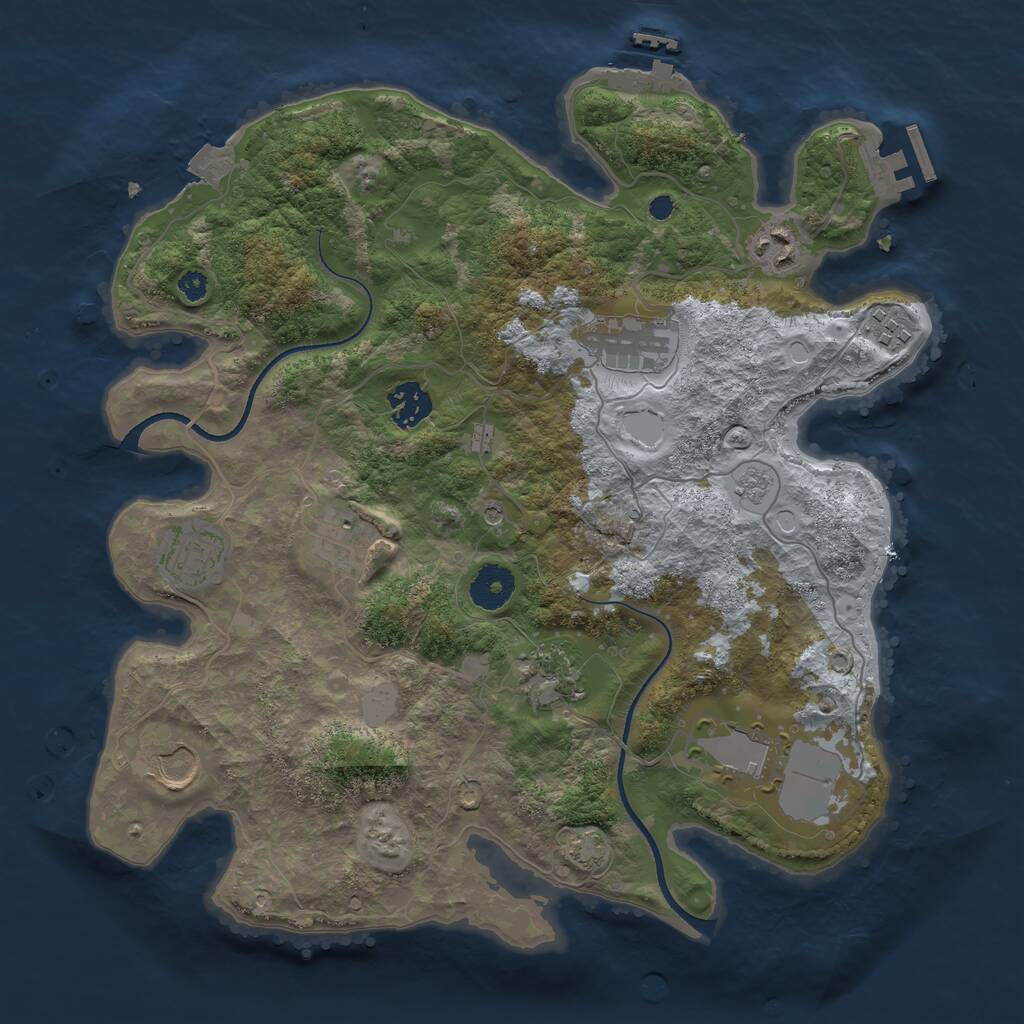 Rust Map: Procedural Map, Size: 3500, Seed: 545108654, 15 Monuments